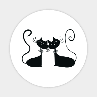 Cosmic Cats in Love (Black) Magnet